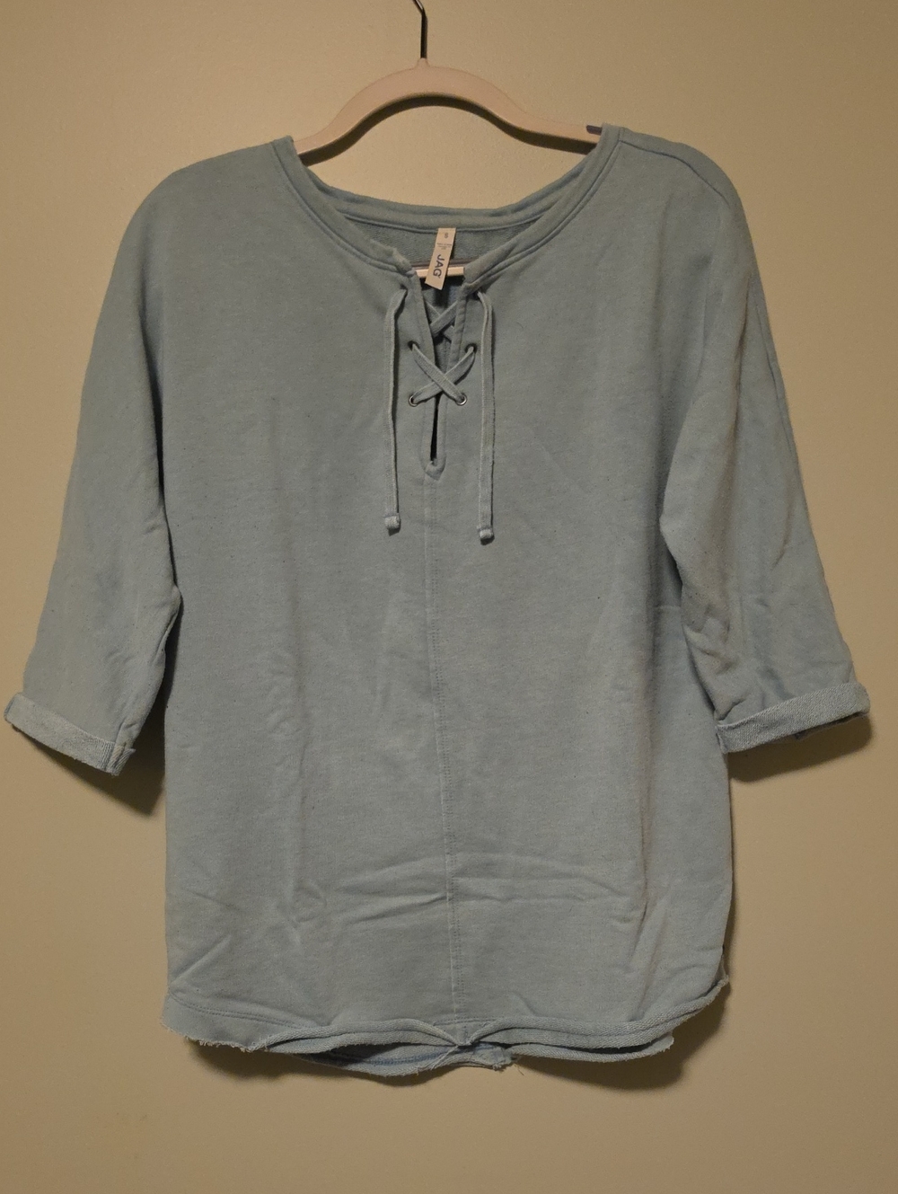 Jag Jeans Light Teal Blue Lace-Up Pullover Sweatshirt